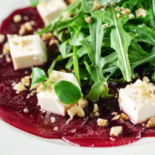 Beetroot,Carpaccio,With,Feta,Cheese